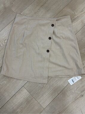 Cupshe Beige Asymmetrical Button Mini Skirt